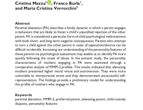 MMPI-2 Profiles of Mothers Engaged in Parental Alienation